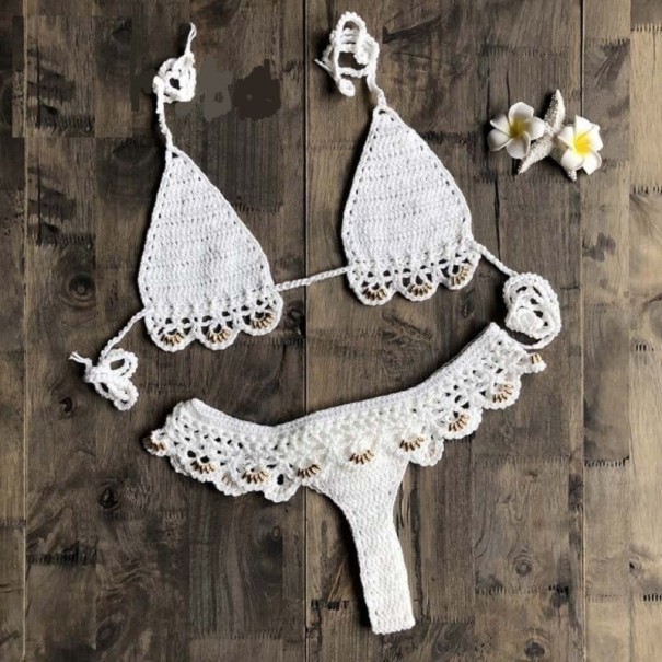 Dámské pletené mikro bikiny P904 bílá XS