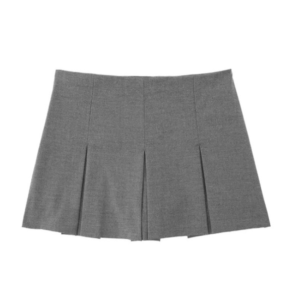 Dámské plisované mini kraťasy s vysokým pasem Elegantní sukňové šortky na zip Ležérní krátké kalhoty s áčkovým střihem šedá XS