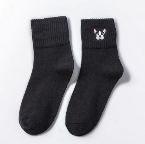 Dámské ponožky s buldočky černá