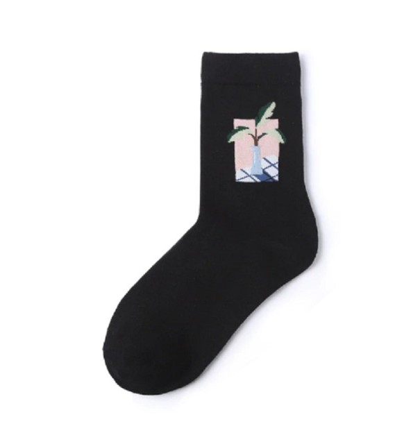 Dámske ponožky s malými obrázkami čierna