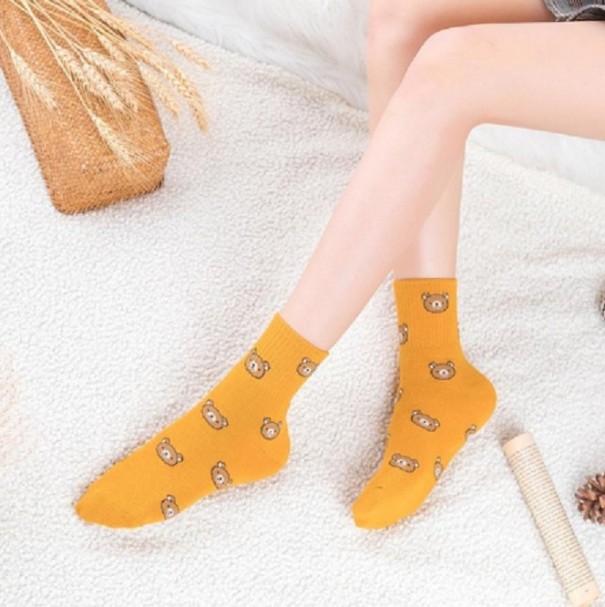 Dámské ponožky s medvídky žlutá