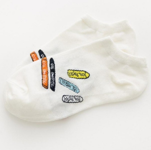 Dámske ponožky s obrázkami biela