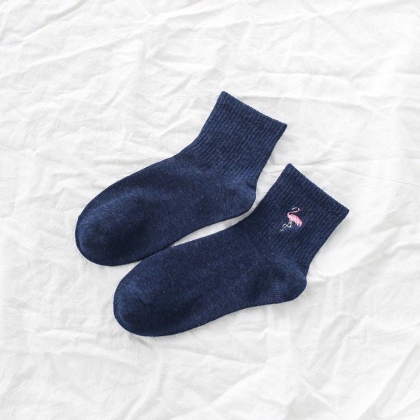 Dámske ponožky s plameniakmi tmavo modrá