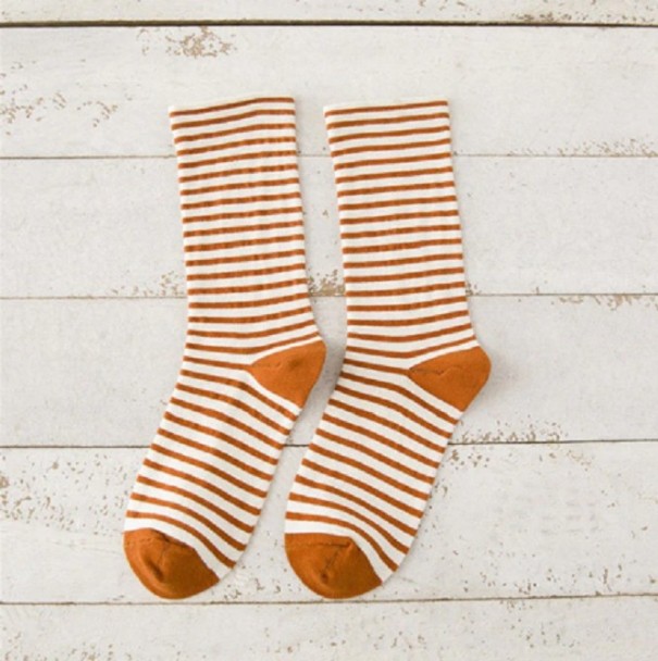 Dámske ponožky s prúžkami oranžová