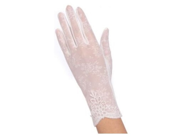 Dámske priesvitné rukavice s čipkou biela