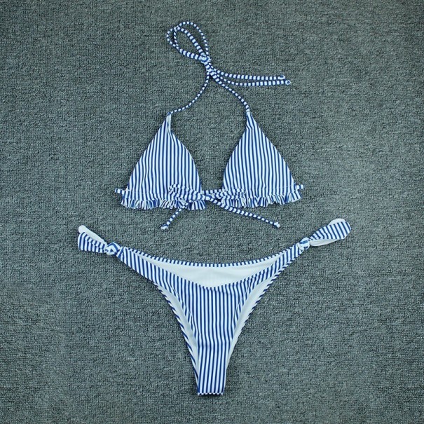 Dámské pruhované bikiny P520 modrá M