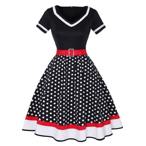 Dámské puntíkované retro šaty L 2