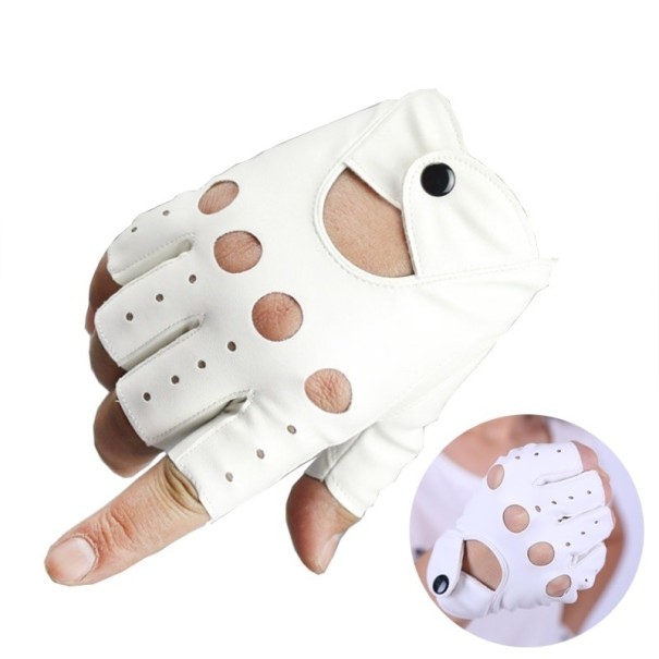 Dámske rukavice bezprstové biela