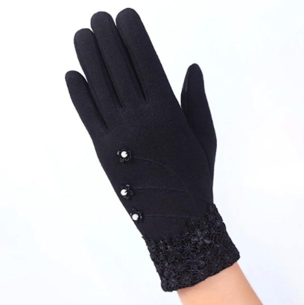 Dámske rukavice so zaujímavými detailmi J2834 čierna
