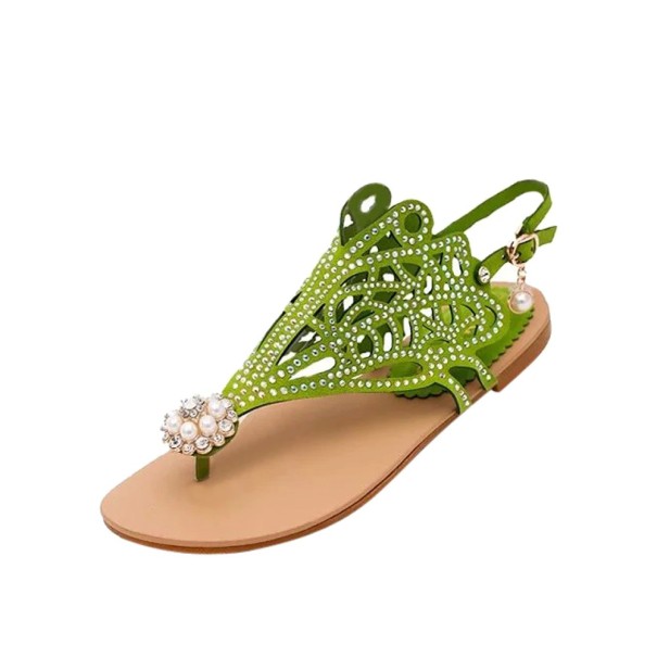 Dámske sandále s ozdobou zelená 39
