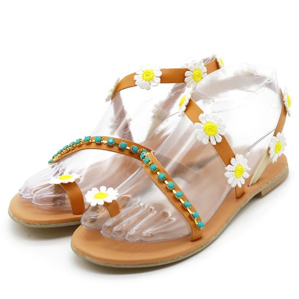 Dámské sandály s květinami 42