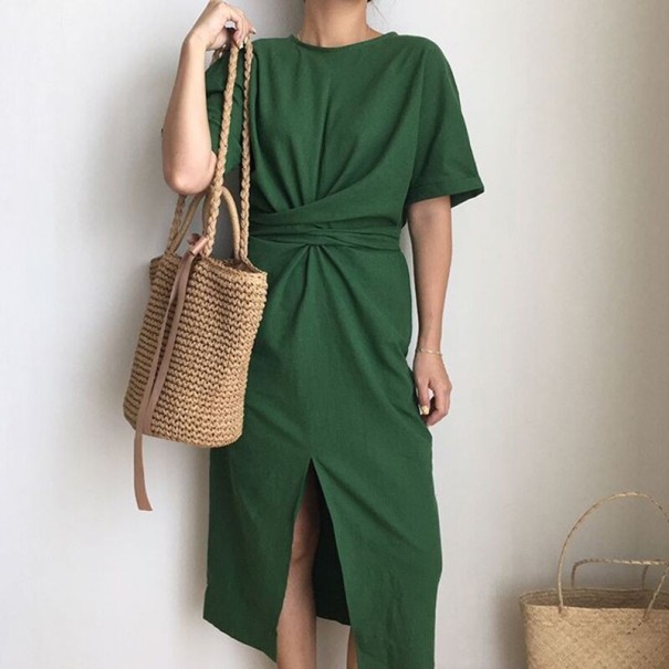 Dámské šaty s rozparkem zelená