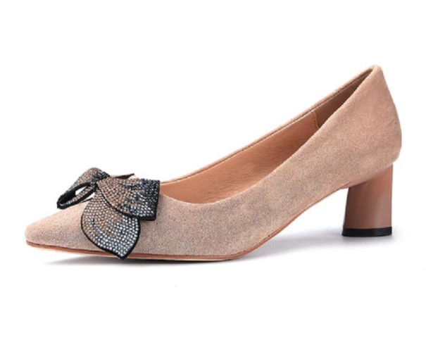Dámske semišové lodičky s mašľou Rosie J1762 khaki 36