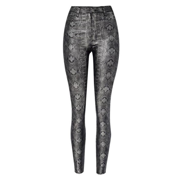 Dámské skinny kalhoty s hadím vzorem šedá 34