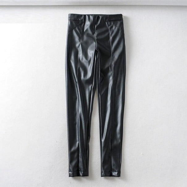 Dámské skinny kalhoty z umělé kůže A234 černá XS