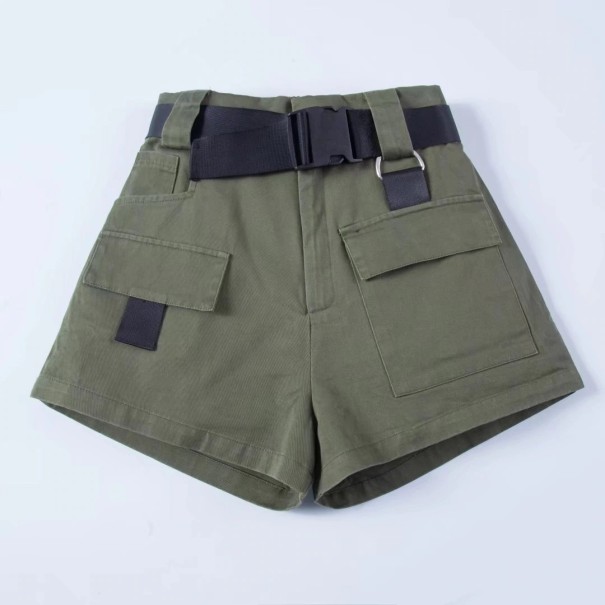 Dámske šortky s opaskom armádny zelená XS