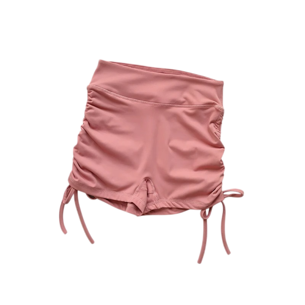 Dámske športové kraťasy Jednobarevné Vyhotovenie Riasenie a mašlička na bokoch Nylon Ľahký elastický strih na beh fitness ružová L