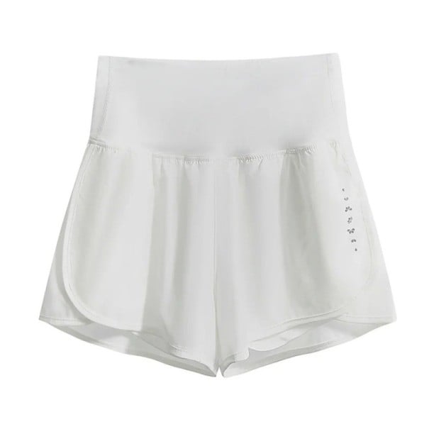 Dámské sportovní kraťasy Vysoký pas S kapsami Jednobarevné Provedení Polyester Spandex Elastické funkční šortky na běh fitness bílá M