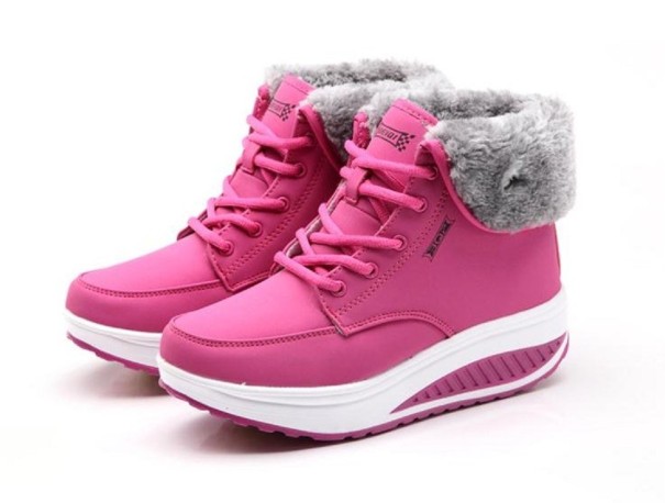 Dámské stylové boty na zimu J1771 růžová 35