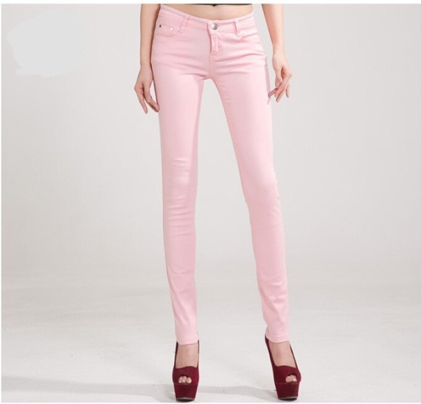 Dámske štýlové džínsy - Svetlo ružové 29