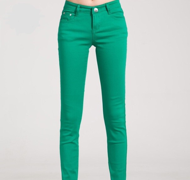 Dámske štýlové džínsy - Zelené 29