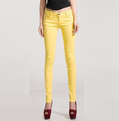 Dámske štýlové džínsy - Žlté 26