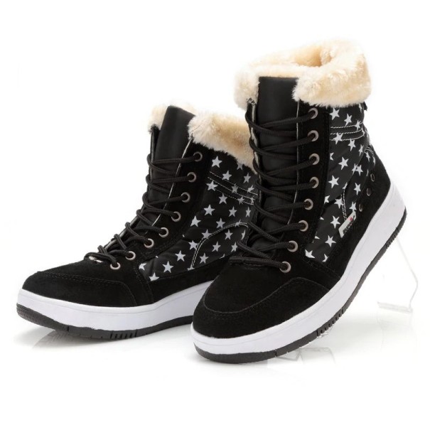 Dámské stylové kotníkové boty s hvězdami J1164 černá 36