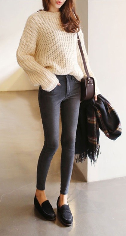 Dámské stylové skinny džíny J1777 šedá 30