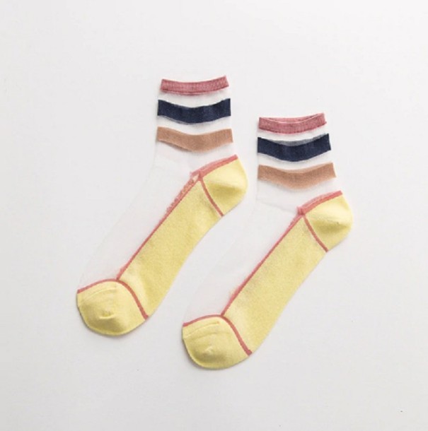 Dámske štýlové transparentné ponožky žltá