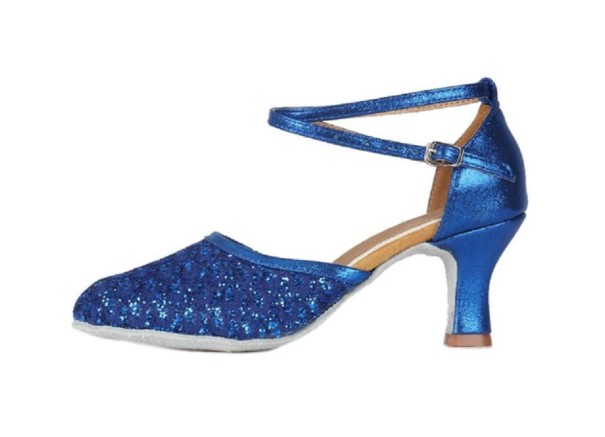 Dámske tanečné topánky na podpätku modrá 36 7 cm