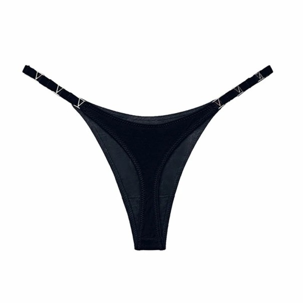 Dámske tanga so zlatými detailmi hladké sexy spodné prádlo s minimálnym zadným dielom na každodenné nosenie čierna S