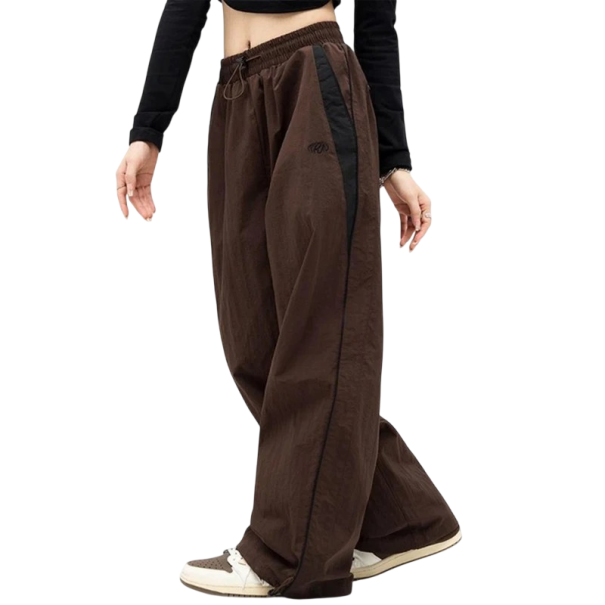 Dámské tepláky Jednobarevné s pruhy Na tkaničku Materiál polyester Pohodlné volnočasové kalhoty pro každodenní nošení hnědá XS