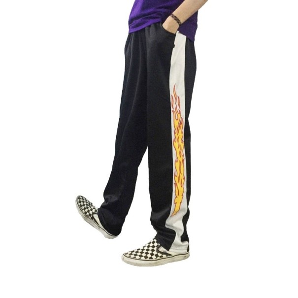Dámské tepláky s plameny černá M