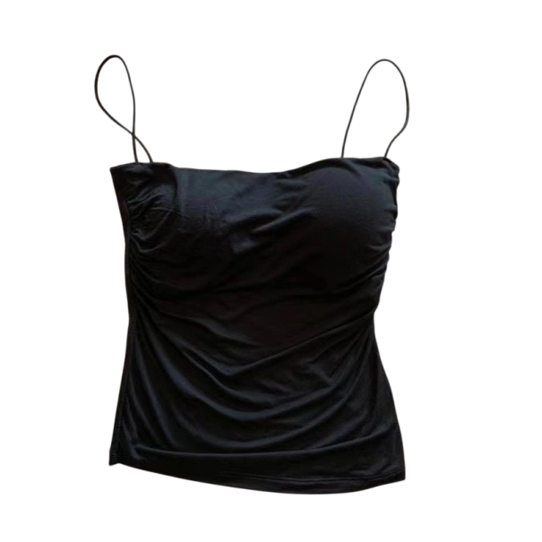 Dámske tielko Crop top Univerzálna veľkosť Jednofarebné Tenké ramienka Výstrih do O Materiál polyester spandex čierna