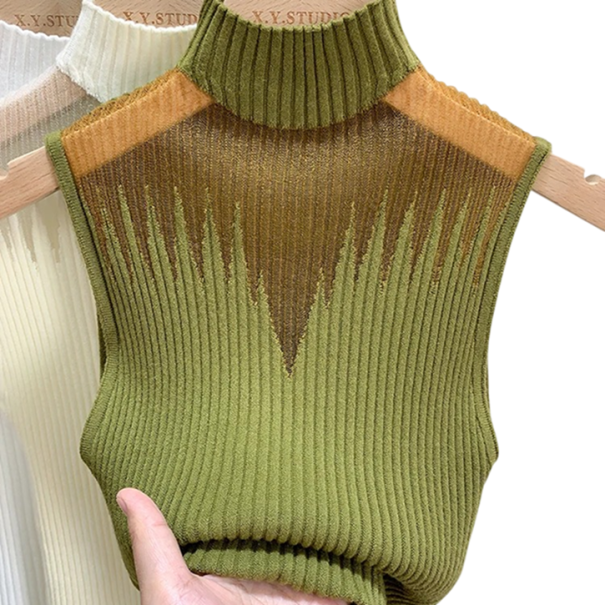 Dámske tielko Univerzálna veľkosť Jednofarebné Široké ramienka Výstrih do O Rolák Polopriehľadné na hrudi Polyester bavlna zelená