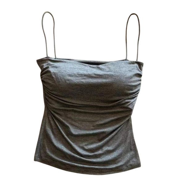 Dámské tílko Crop top Univerzální velikost Jednobarevné Tenká ramínka Výstřih do O Materiál polyester spandex šedá
