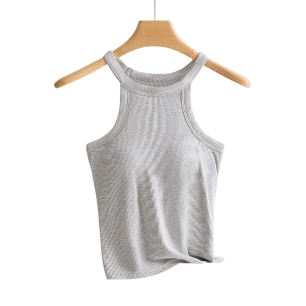 Dámské tílko jednobarevné Vestavěná podprsenka Výstřih do O Tenká ramínka Viskóza spandex pohodlný top šedá S