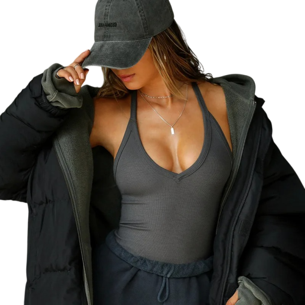 Dámské tílko jednobarevné Výstřih do V Tenká ramínka Polyester bavlna lehký pohodlný letní top na každý den šedá S
