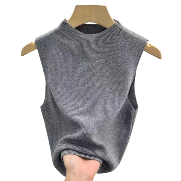 Dámské tílko Univerzální velikost Jednobarevné Široká ramínka Výstřih do O Materiál polyester Pohodlný základní top šedá