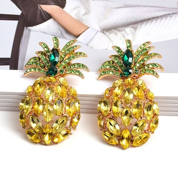 Dámské visací náušnice ananas žlutá