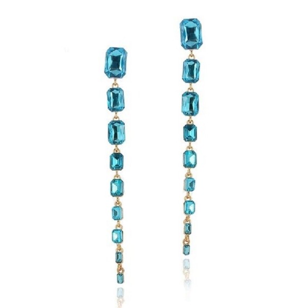 Dámske visiace náušnice s kryštálmi G1294 modrá