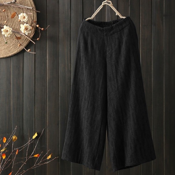 Dámské volné kalhoty plus size černá M