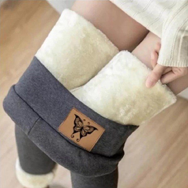Dámské zateplené legíny s motýlem šedá 2XL