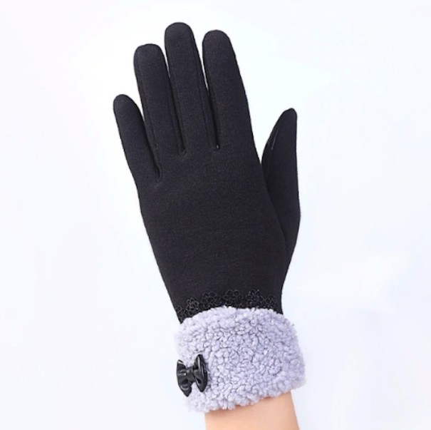 Dámske zimné rukavice s mašličkou J2850 čierna