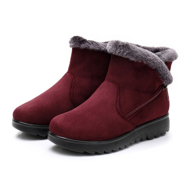 Dámske zimné topánky na zips s kožúškom J1810 červená 39