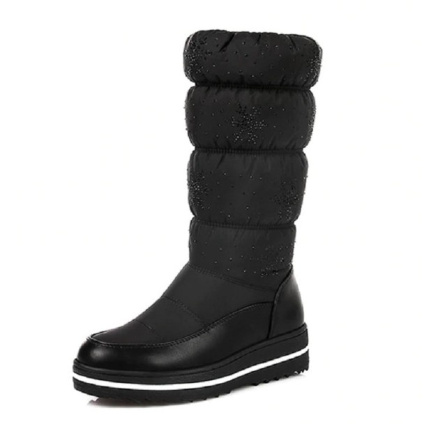 Dámské zimní stylové boty s vločkami J1203 černá 38