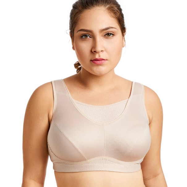 Damski biustonosz sportowy - plus size kremowy 85D