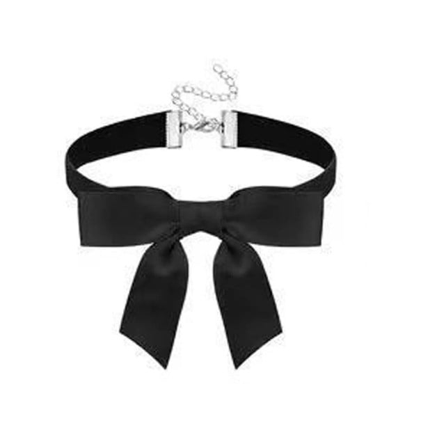 Damski koronkowy choker z zapięciem 32 + 5 cm naszyjnik na szyję koronka czarna z kokardą elegancki dodatek do codziennego noszenia i na okazje towarzyskie 1