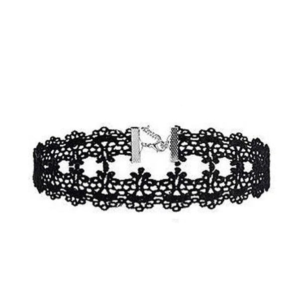 Damski koronkowy choker z zapięciem 32 + 5 cm naszyjnik na szyję koronkowy czarny detaliczny dodatek na co dzień i na okazje 1