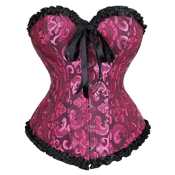 Damski korzet Zapinanie z przodu Marszczenie i kokarda Dekoracyjne znaki Poliester Spandex Elegancki top podkreślający talię różowy M